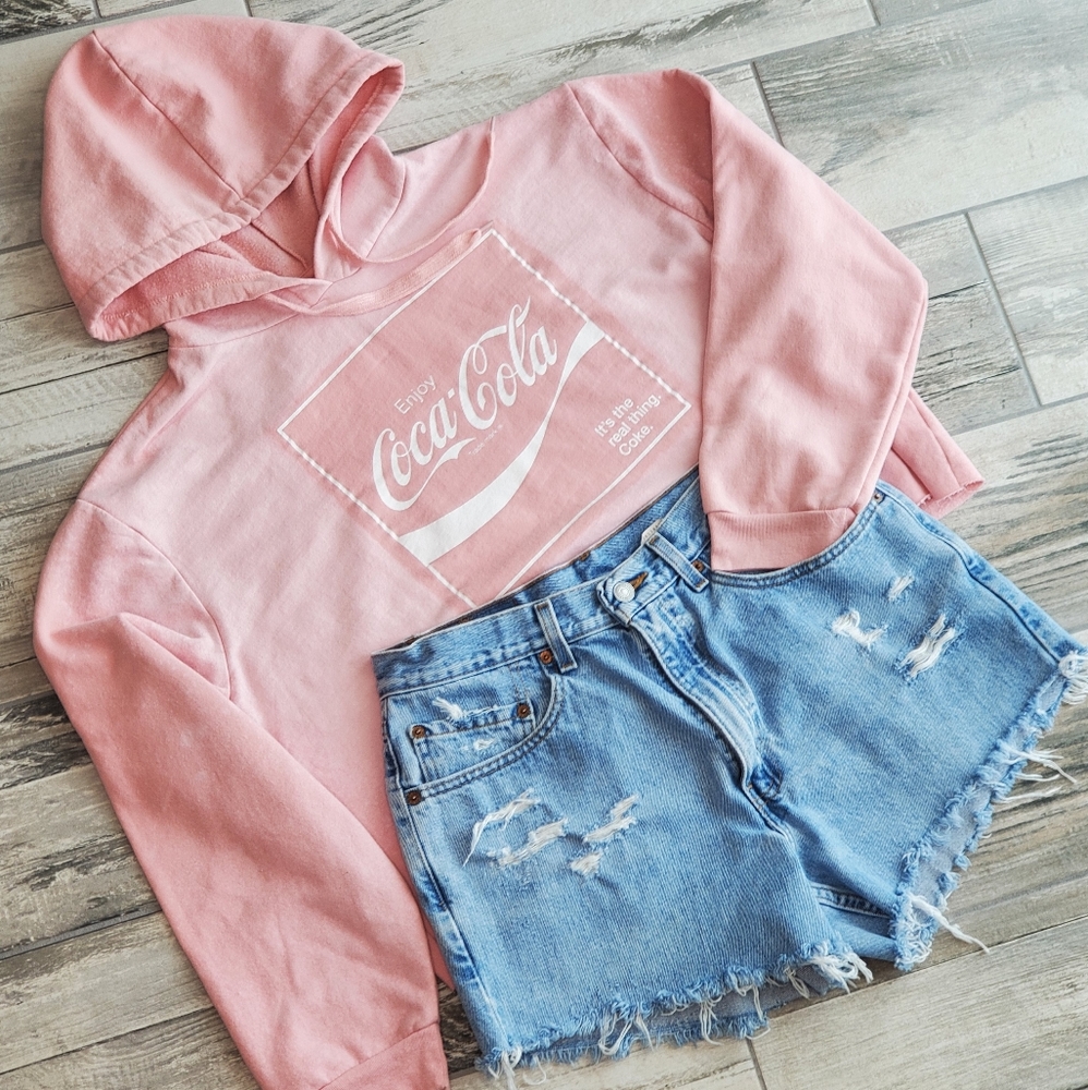 Cropped Pink Coke Hoodie